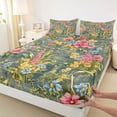 thumbnail image 3 of Feelyou Spring Plant Botanical Queen Sheet Sets, Spring Flower Floral Flat Sheet, Vintage French Style Queen Fitted Sheet, Ultra Soft Bedroom Decor, 4-Piece, 3 of 7