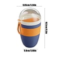 thumbnail image 3 of Oatmeal Cup With Cover | Yogurt Cup With Spoon | Double Breakfast Container To Go | Plastic | Cylindrical Design | Transparent | Handle | Foldable Tableware | 170ml+380ml | 1pc | Blue/Green/Pink |, 3 of 6