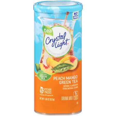 (12 Pack) Crystal Light Peach Mango Green Tea Drink Drink Mix, 5 count