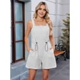 thumbnail image 5 of Women'S Summer Casual Sleeveless Loose Spaghetti Strap Drawstring Denim Shorts Jumpsuit with Pockets Grey XL, 5 of 7
