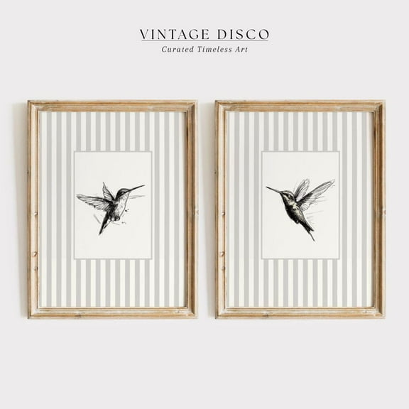 Luvia Nancy Meyers Inspired Hummingbird Set Of 2 Coastal Grandmother, French Country Cottagecore Decor, Neutral Vintage, Modern Wall Decor Set 2 Prints 8x12 UNFRAMED