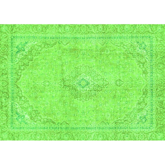 Ahgly Company Indoor Rectangle Abstract Green Modern Area Rugs, 4' x 6'