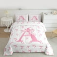 thumbnail image 2 of Castle Fairy Girls Monogrammed Letter 3-Piece Full Size Comforter Sets,Pink Bow Bedding Comforter Set,Dreamy Princess Lightweight Bedding Sets,Super Cozy Room Decor, 2 of 8