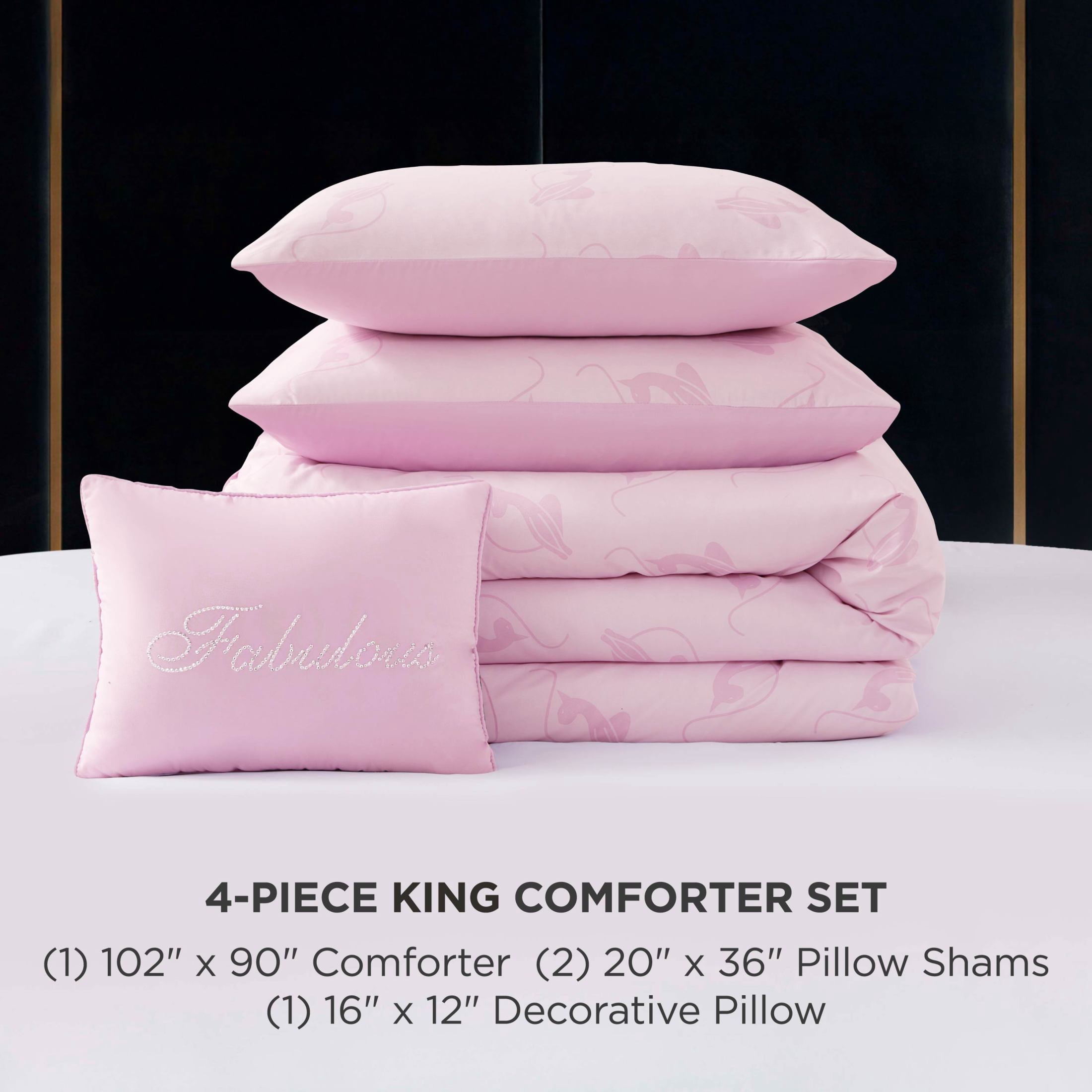 Baby Phat Logo Cat Comforter Sets King, Pink