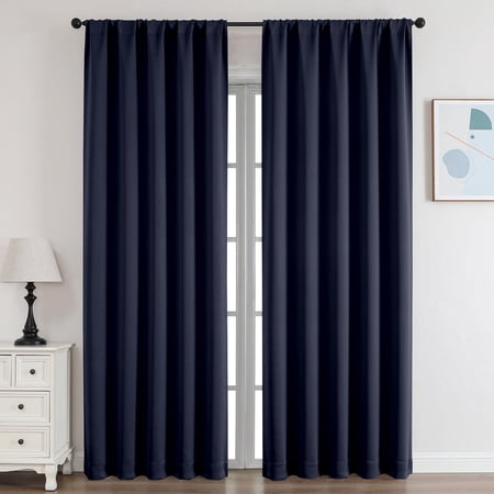 ovzme navy blackout curtains 50x84 inch 2 panels extra wide thermal insulated drapes for living room bedroom rod pocket solid window treatment each 50 w x 84 l navy