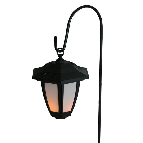 Gerson 27 Lanterne de Poteau de Lumière Solaire à LED Noir et Blanc avec Piquet de Jardin de Crochet de Berger