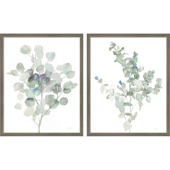 Great Art Now Eucalyptus Cool by Danhui Nai, 2 Piece Framed Art Set Each 17"W x 21"H