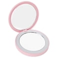 thumbnail image 4 of Espejo compacto LED forma redonda aumento 3X recargable doble cara ajustable luz blanca espejo de bolsillo rosa, 4 of 8