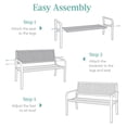 thumbnail image 7 of Outdoor Bench 2-Person Metal Steel Benches Furniture for Garden, Patio, Porch, Entryway w/Geometric Backrest, 790lb Capacity - Lavender, 7 of 7