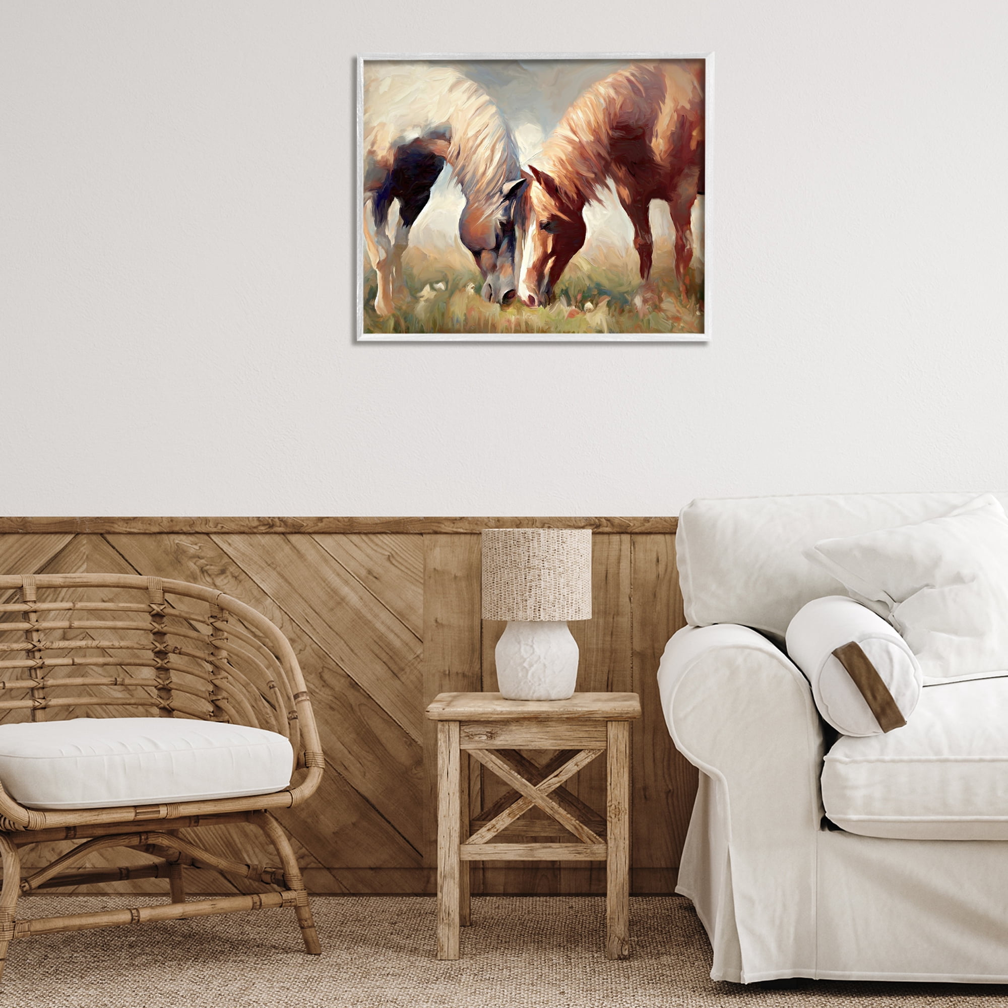 Stupell Industries Horses Touching Noses Animals & Insects Painting White Framed Art Print Wall Art, 30 x 24