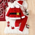 thumbnail image 2 of GPAECEAD Toddler Baby Boy Girl Santa Claus Clothes Winter Coat+Pants+Hat+4Pcs Christmas Clothes Set Xmas Outfits Red, 2 of 9