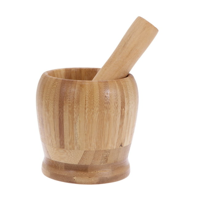 Durable Multifunctional Household Garlic Pugging Pot Garlic Press Pedestal Bowl Mortar and Pestle Set (Size S)