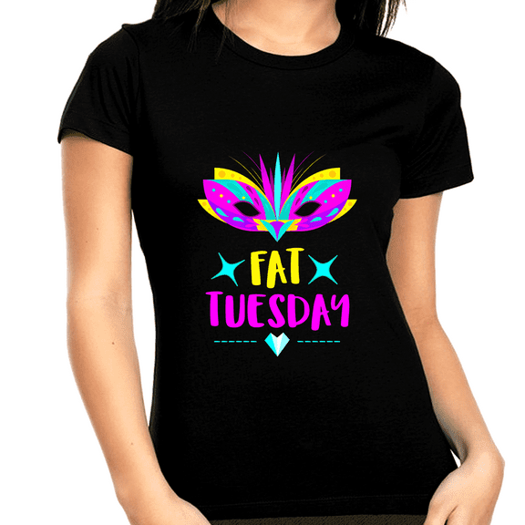 Womens Fat Tuesday Plus Size Mardi Gras Shirts for Women Plus Size Fat Tuesday Shirts for Women Plus Size