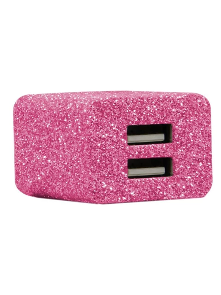 DCI Pink Glitter 2Port USB Adapter, Pink, OneSize