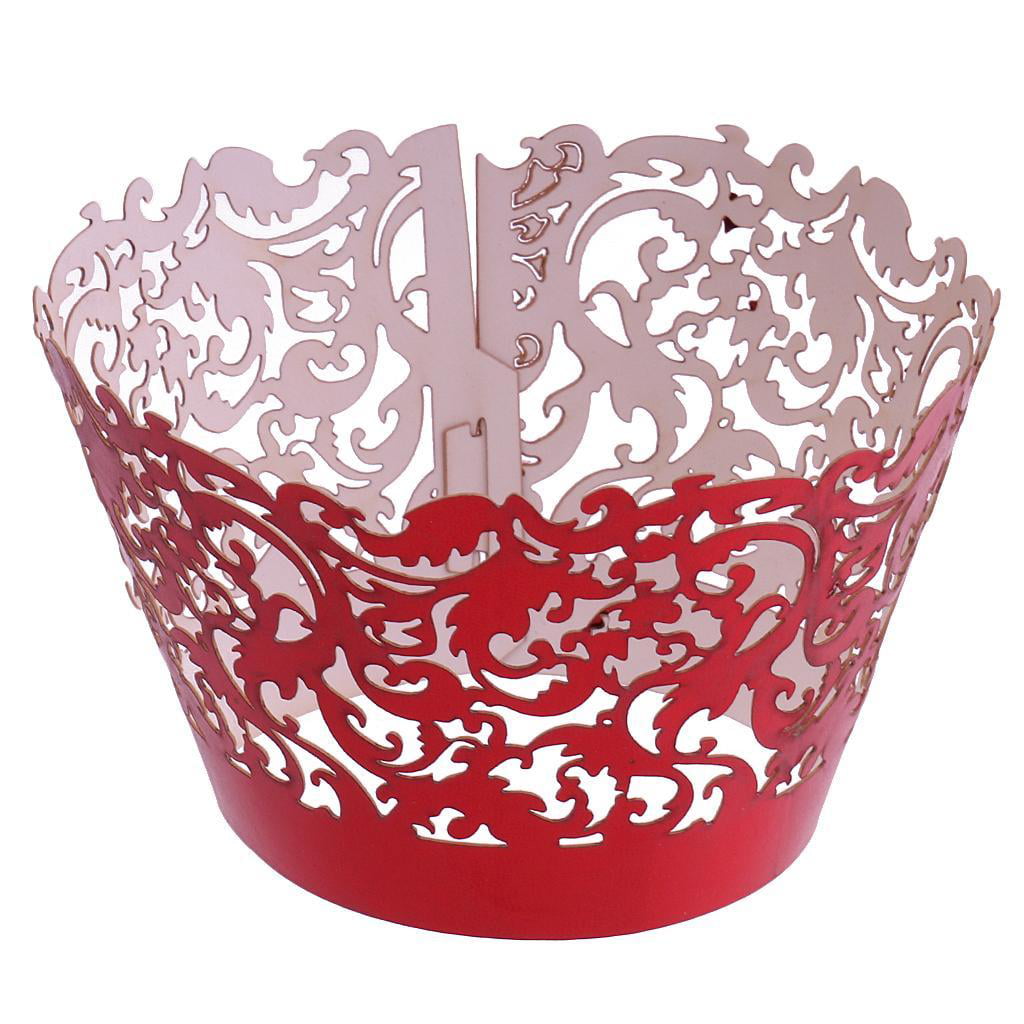 Wedding Filigree Vine Cupcake Wrappers Wraps Collars Cups Birthday Baby Shower 