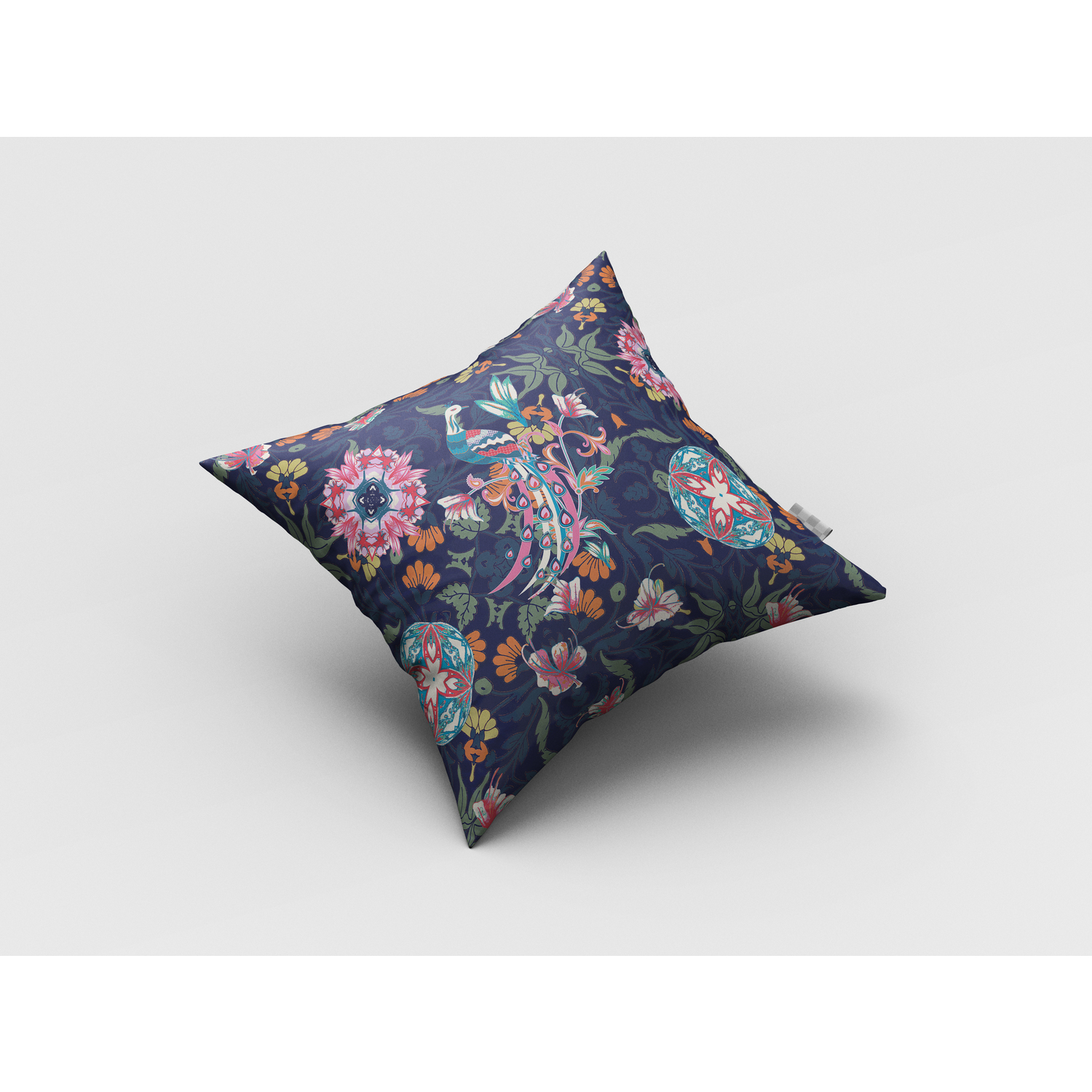 Amrita Sen Broadcloth Zippered Pillow With Indigo Finish CAPL3BrCDS-ZP-20x20