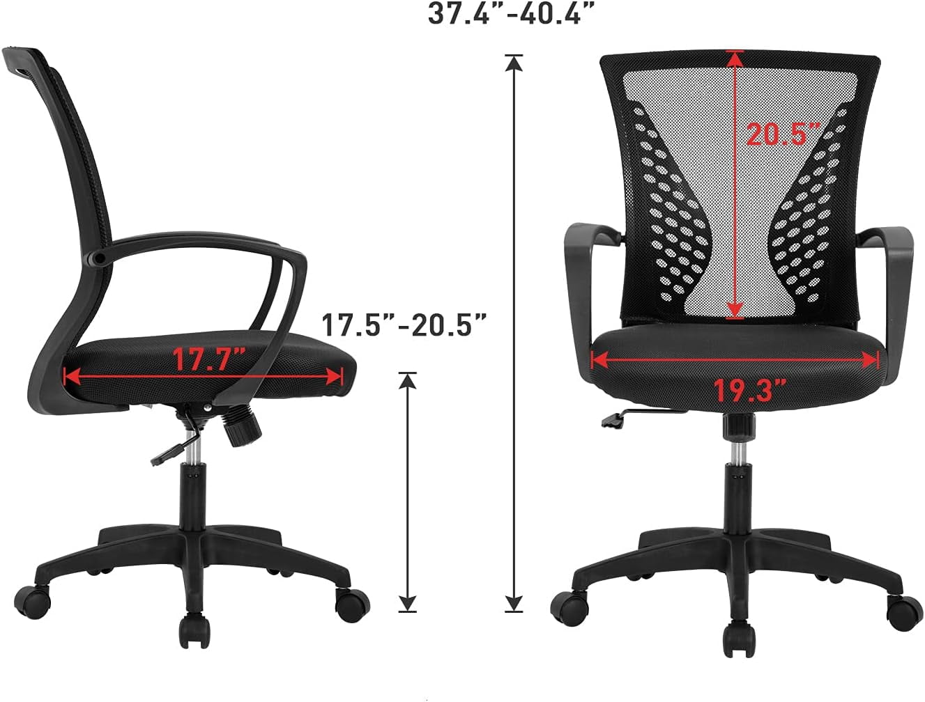 BestOffice Ergonomic Office Chair, Lumbar Support, Adjustable Height with Armrests for Adults(Black)