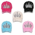 thumbnail image 4 of Meidiya Bling Women Baseball Cap Stylish Rhinestone Crown Sun Hats Adjustable Cotton Faux Pearl Sun Visor Hat Outdoor Baseball Hat, 4 of 8