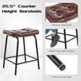 thumbnail image 6 of 25" Saddle Counter Stools Set of 3, Tufted Faux Leather Counter Height Bar Stools with Metal Legs for Kitchen Island, Dark Brown, 6 of 14
