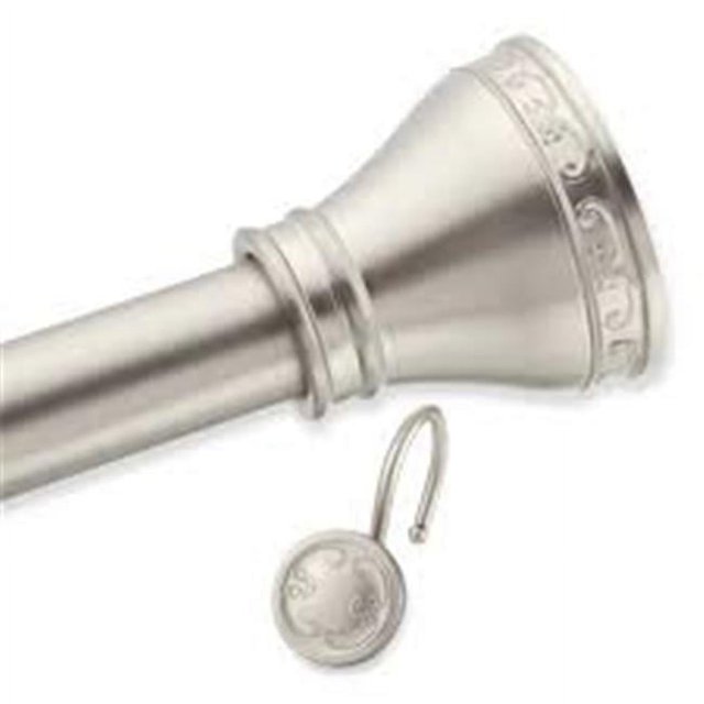 Elegant Home Fashions RH20035 Touch Up Decorative Shower Rod and Hooks Set - Brush Nickel