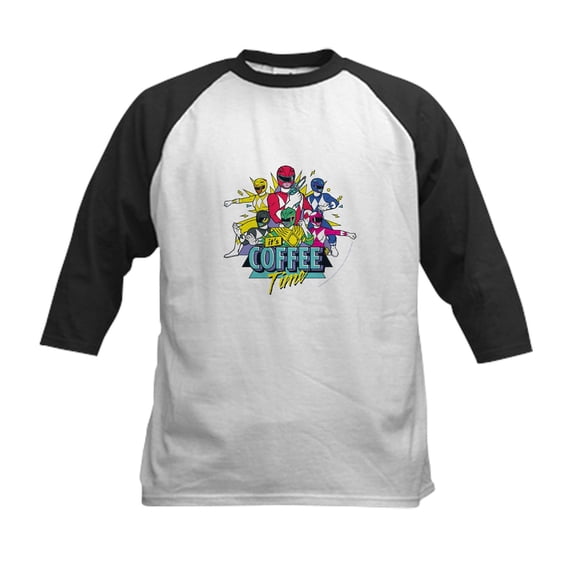 CafePress - Power Rangers It's Coffee Ti Kids Baseball T Shirt - Kids Cotton Baseball Jersey, 3/4 Sleeve Shirt