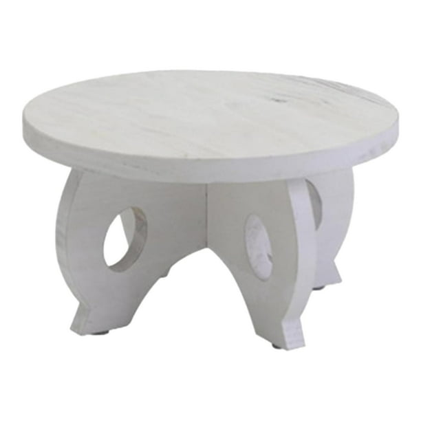Soporte para macetas de interior, redondo, de madera, para mesa de plantas Blanco