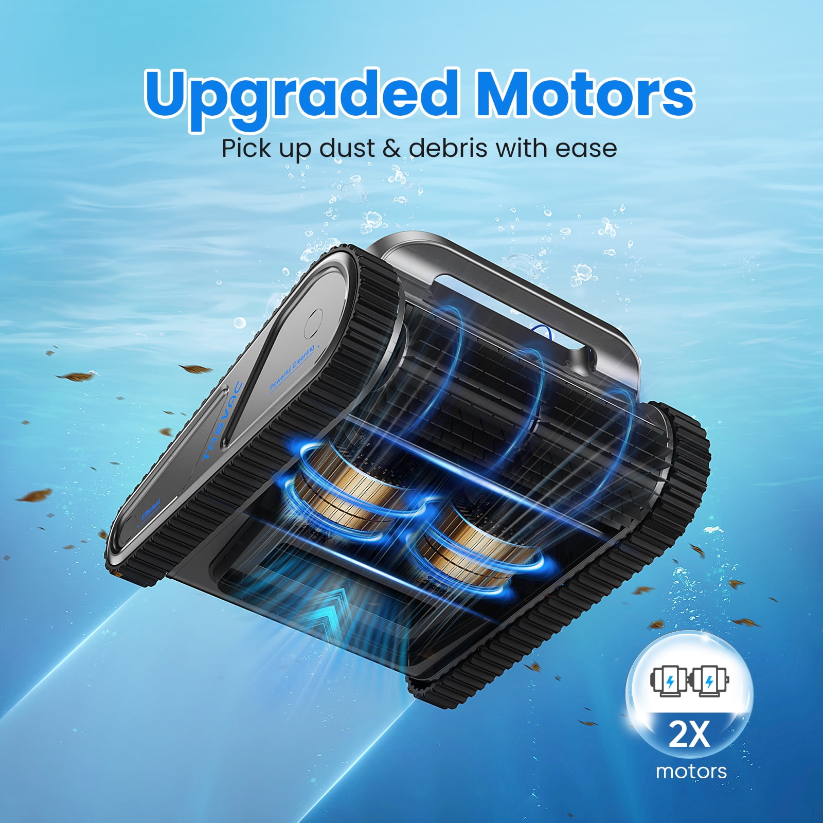TASVAC Cordless Robotic Pool Cleaner, Wall Climbing Pool Vacuum for Inground Pools, Lasts up to 250 Mins, Ideal for Flat Above/In-Ground Pool up to 80 Feet/2000 Sq.Ft