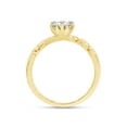 thumbnail image 5 of Leaf Design Ring Center 1 Carat Round Cut Moissanite Lab Created Diamond Beaded Solitaire Engagement Promise Ring In 14K Yellow Gold Over Sterling Silver Ring Size-9.5, 5 of 8