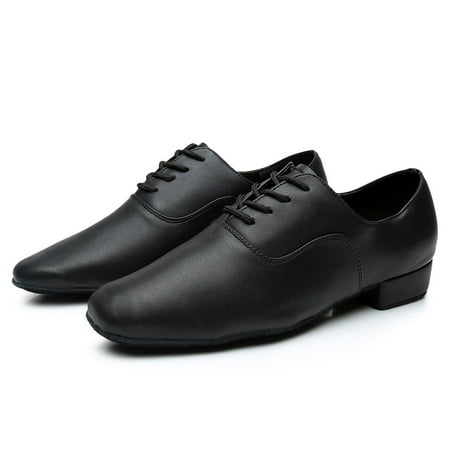 

Weerihhol Mens Stylish Round Toe Black Leather Ballroom Morden Latin Jazz Dance Shoe 2PCS Men Leather Dress Shoes Size 8