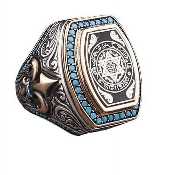 Roarsilver Seal of Solomon-Star of David Ring-Handmade Mens Ring-Signet Ring Mens-Jewelry Gift For Mens-Silver Rings for Men | 5