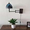 thumbnail image 5 of Tiffany Style Sconce Lamp Plug In Swing Arm Blue Green Stained Glass LED Bulb Included 13”W*8”D*15”H, 5 of 9