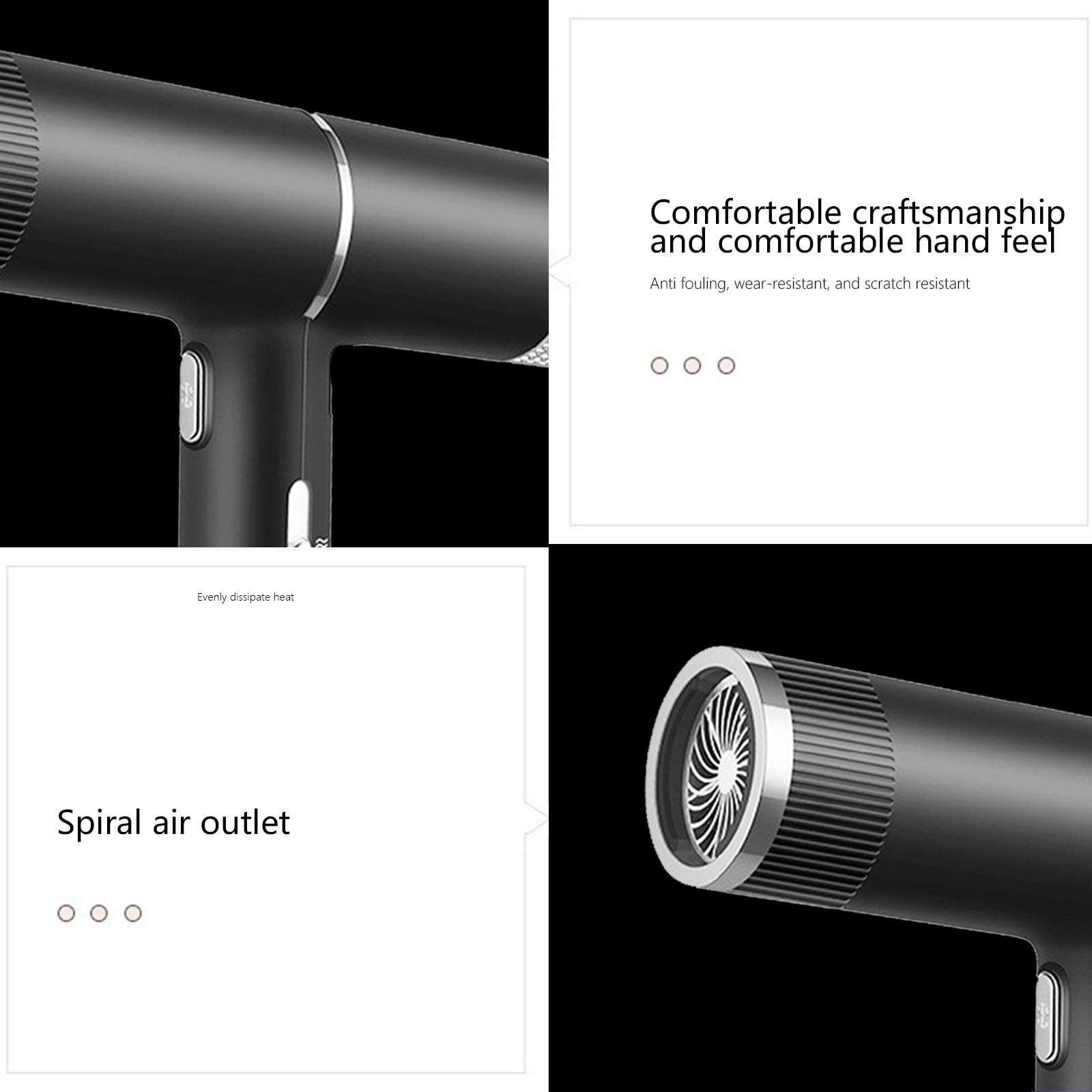 Travel Hair Dryer, 800W High Power, Ionic Conditioning for Frizz-Free Hair, with Curly Hair Styling Nozzle, Compact Design, 110V, Suitable for Normal & Curly Hair, Fast Drying