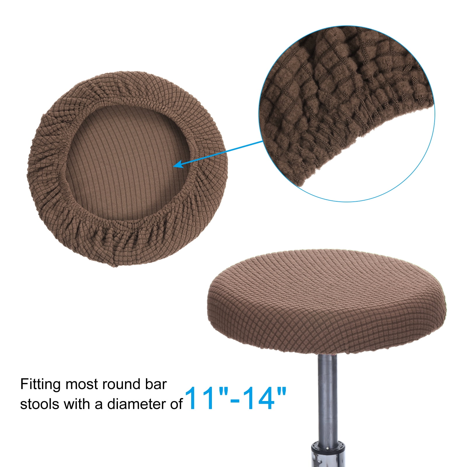 Unique Bargains Round Bar Stool Covers Washable Elastic Kitchen Living Room Cushion Cover Tan