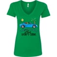 thumbnail image 3 of Inktastic Convertible Hair Don't Care with Brown Hair and Blue Car Women's V-Neck T-Shirt, 3 of 5