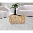 thumbnail image 2 of Meridian Furniture Priya Collection Modern Contemporary Solid Aluminum Round Coffee Table with Intricate Design, Gold, 2 of 5