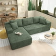 thumbnail image 5 of Indoor Modular Sectional Sofa with Reconfigurable Modules, Corduroy Upholstery, Vacuum Design, No-Assembly Design, Left Facing Chaise, Green, 5 of 9