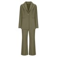 thumbnail image 5 of Ashirexll Outfits for Women, Two Piece Sets for Women, Solid Color Matching Long Sleeve Button Coat and Trousers Sophisticated Suit Set, 5 of 7