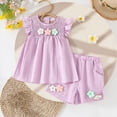 thumbnail image 2 of Ensembles de Tenues d'Été pour Enfants, Ensembles de Tenues pour Filles, Ensemble Décontracté à Manches Courtes à Fleurs pour Tout-Petits + Shorts à Nœud, Ensemble Décontracté à Manches Courtes Col Rond, 2 of 5