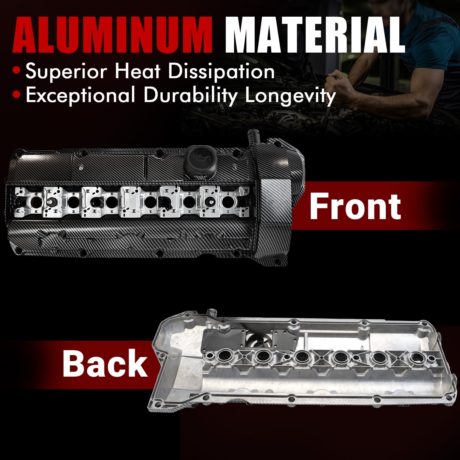 MITZONE Aluminum Engine Valve Cover Kit Compatible with 1996-2000 BMW 323i 323is 328i 328is 528i M3 Z3 Roadster 2.5L 2.8L Replace 11121703341