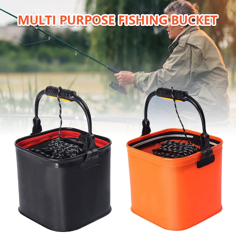 Portable Canvas Fish Bucket Water Box Folding Carrier Fishing Storage Container 