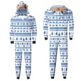 thumbnail image 2 of Odeerbi Christmas Onesie Pajamas for Family Holiday Sleep Jumpsuit Long Sleeve Family Christmas Pajamas Matching Sets Dad Fashion Lattice Print Plush Jumpsuit Sleepwear PJs Set Light Blue, 2 of 6
