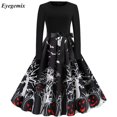 thumbnail image 2 of Vestido de Halloween de moda 2020 para mujer, vestido midi de manga larga con estampado de calabaza, vestido de fiesta vintage, vestido de fiesta, 2 of 5