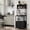 Black, variant on Furnihold 23.1''W Kitchen Bakers Rack with Outlets and Microwave Stand, 5 Tiers Coffee Bar with Storage Cabinet, Black