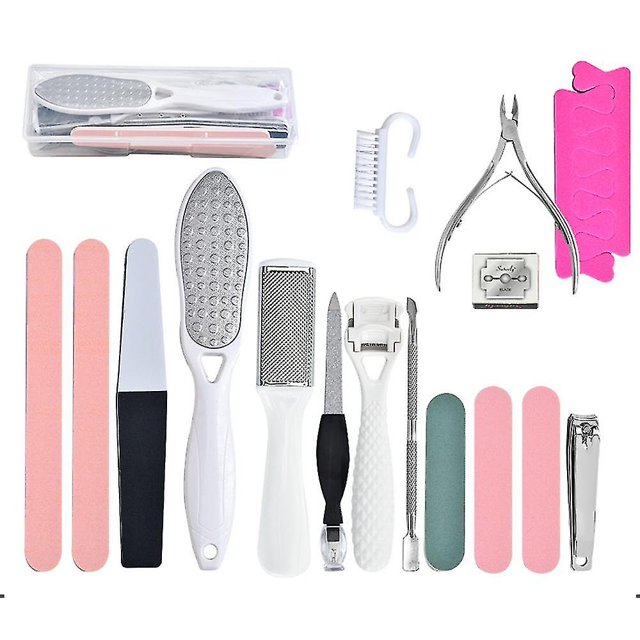 Professional Pedicure Kit Foot Files Set Tools Double Sided Files Exfoliating Washable 17 In 1