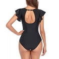 thumbnail image 4 of Gibobby Traje de Baño Sexy Bikini 2023 traje de baño de mujer Sexy recortado manga volante Bikini sólido traje de baño(Negro,G), 4 of 4