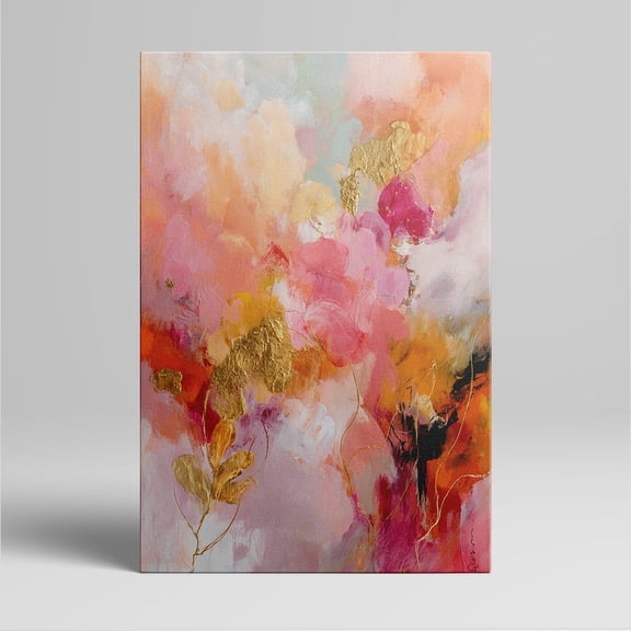 1pc Abstract Canvas Wall Art with Soft Pastel Hues and Gold Foil Accents, framed Decor room hanging Wall Picture Decor for Home Gifts, living room, bathroom, bedroom, kitchen wall art decor canvas