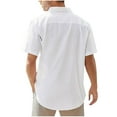 thumbnail image 3 of FAIWAD Mens Cotton Linen Shirts Button Down Short Sleeve T-Shirts Summer Casual Basic Beach Tops with Pocket, 3 of 6