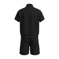 thumbnail image 4 of Likimi Womens Two Piece Set Shorts Sleeve Lapel Zipper Solid Color Top With Pocket Shorts Summer Fashion Comfort Outfit Set Black Size S, 4 of 6