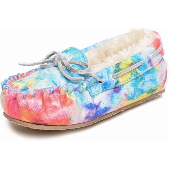 Minnetonka Cassie Slippers for Kids, Bright Blue Splash 7 Little Kid