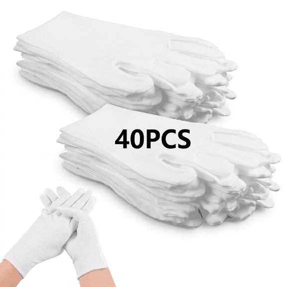 ROSEXIXI 20 Pairs White Cotton Gloves Breathable Soft Washable Medium Thick Protective Liners for Dry Hands
